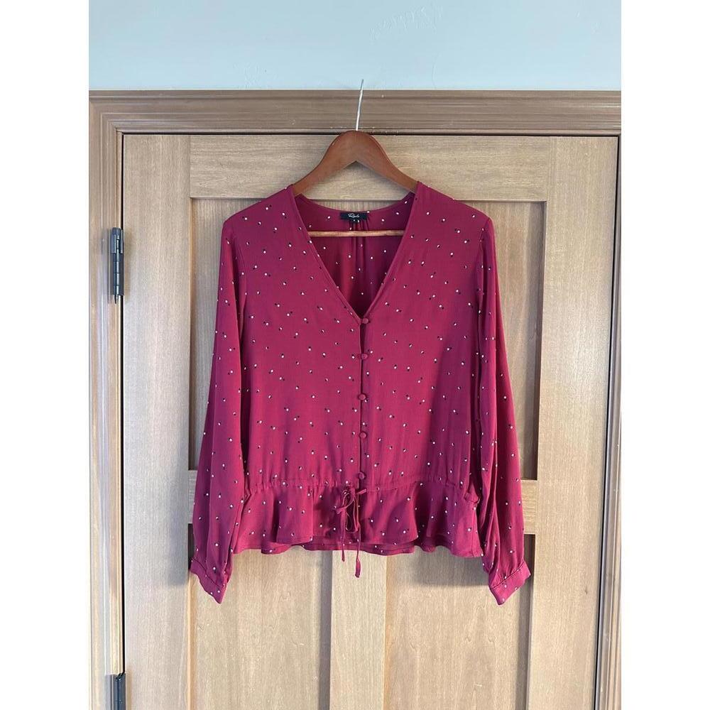 Rails Beaux Button-front Peplum Top In Rouge Offset Dot Women’s size Small